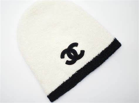 black and white chanel beanie|chanel hats black and silver.